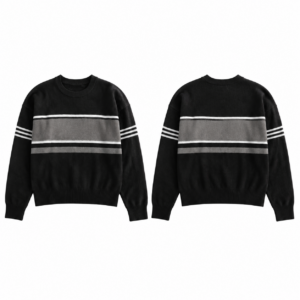 Black and Grey Contrast Knit Sweater