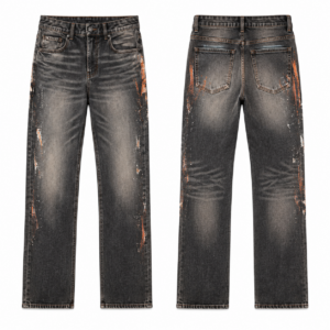 Orange and White Contrast Denim Jeans