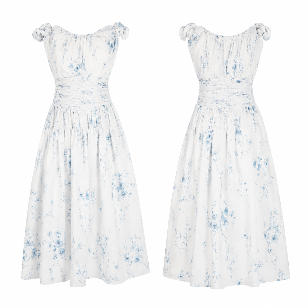Blue and White Contrast Dress