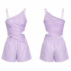 White and Purple Coordinated Clothing Set