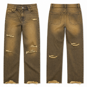 Gold and Brown Contrast Denim Jeans