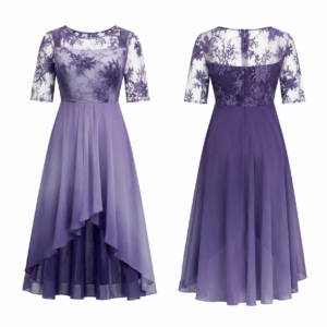 White and Purple Contrast Dress