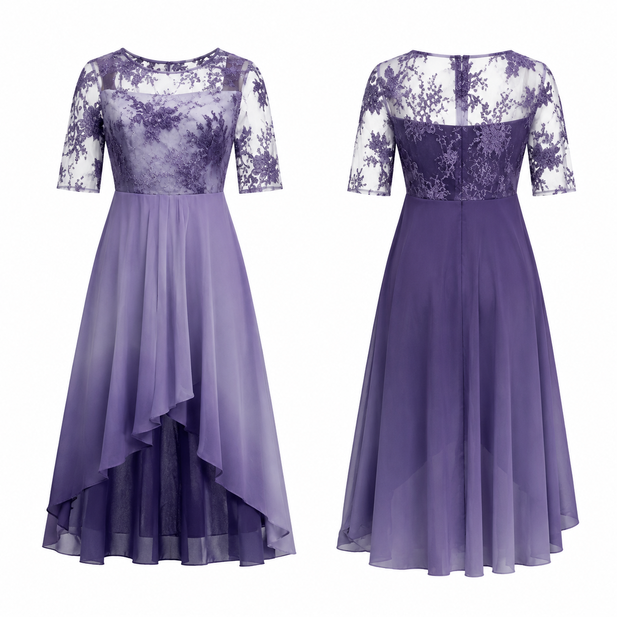 White and Purple Contrast Dress
