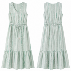 White and Emerald Contrast Dress