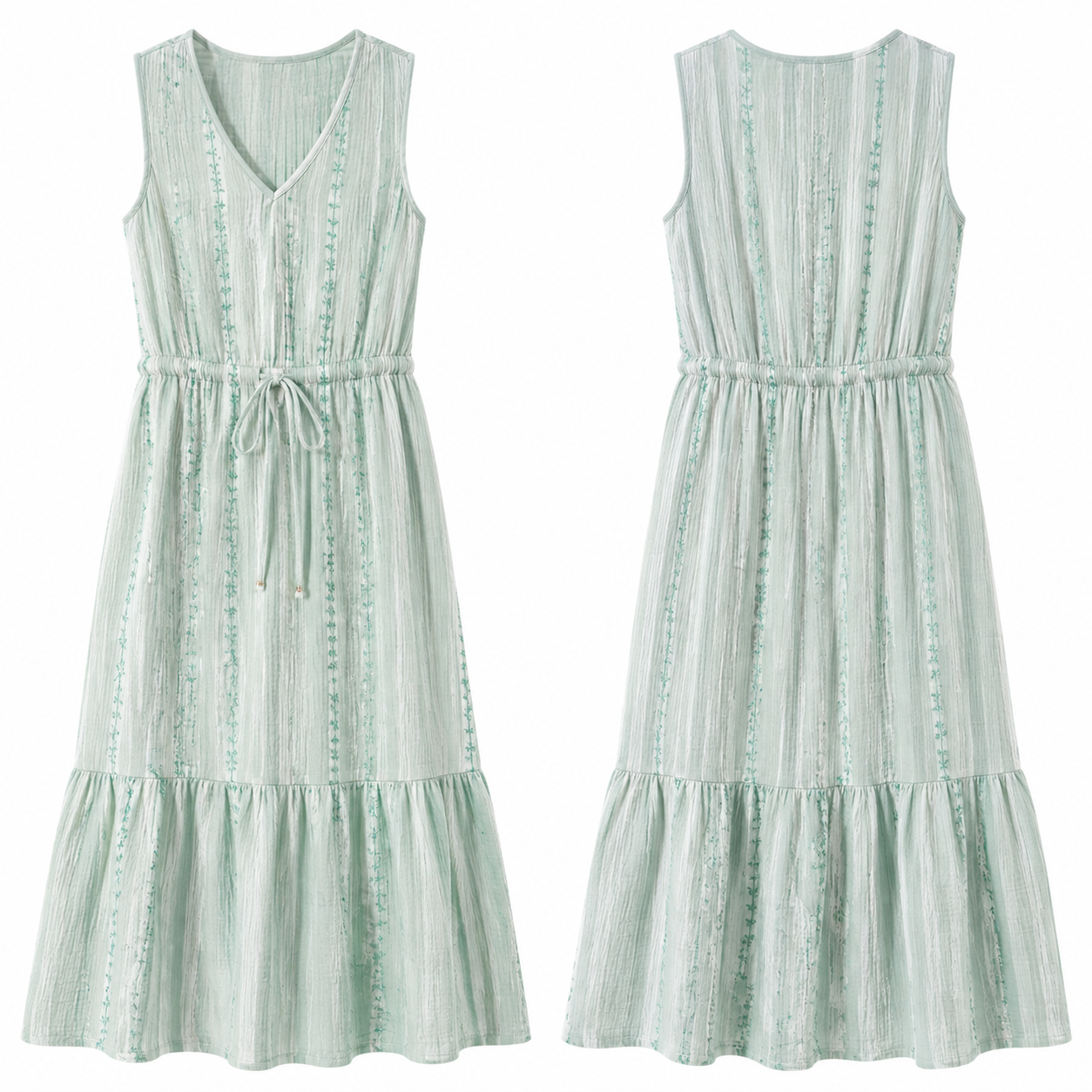 White and Emerald Contrast Dress