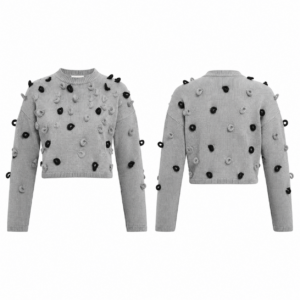 Silver and Black Contrast Knit Sweater