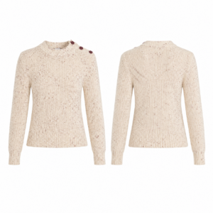 Cream and Maroon Contrast Knit Sweater