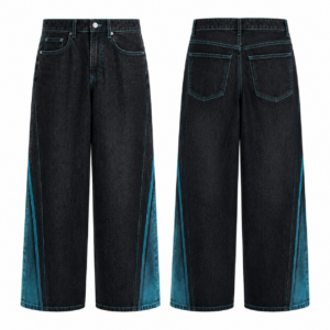 Black and Cyan Contrast Denim Jeans