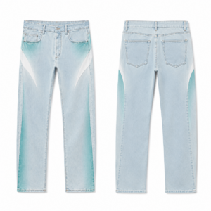 White and Teal Contrast Denim Jeans