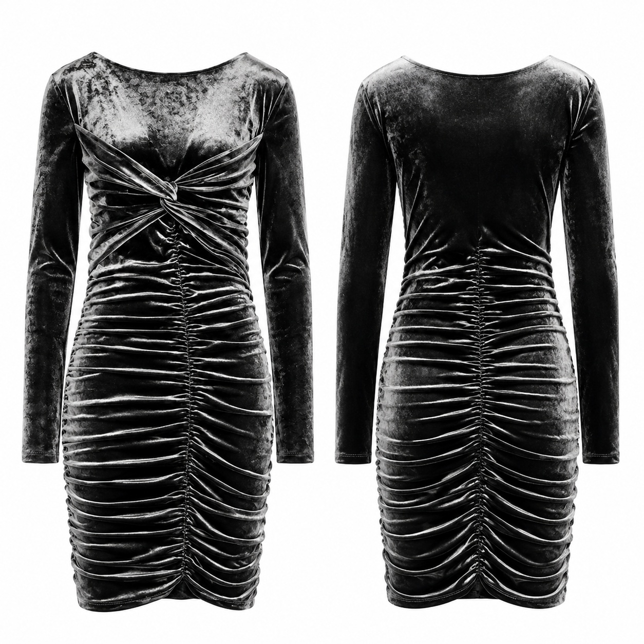 Silver and Black Contrast Dress