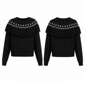 Black and White Contrast Knit Sweater
