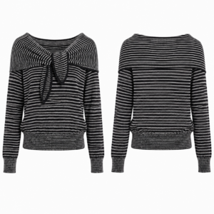 Grey and Black Contrast Knit Sweater