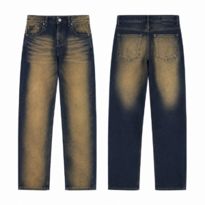 Gold and Navy Contrast Denim Jeans