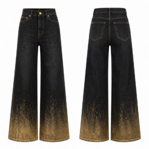 Gold and Black Contrast Denim Jeans
