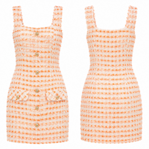 Orange and White Contrast Dress