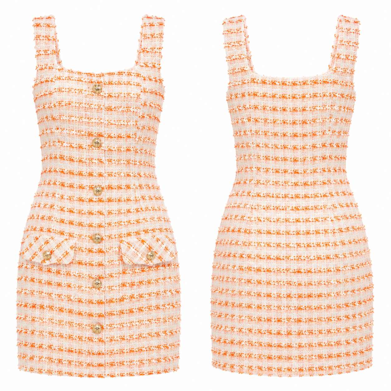 Orange and White Contrast Dress