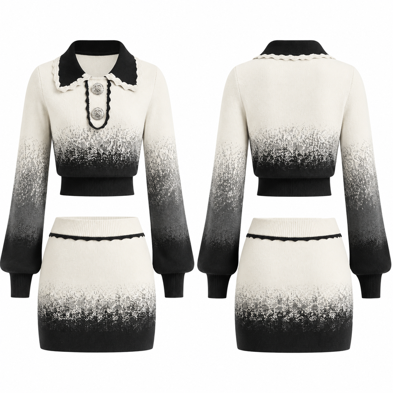White and Black Coordinated Clothing Set