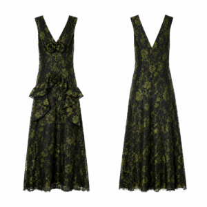Black and Lime Green Contrast Dress