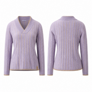 Purple and Gold Contrast Knit Sweater