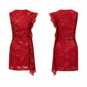 Red and Gold Contrast Dress