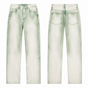 Green and White Contrast Denim Jeans