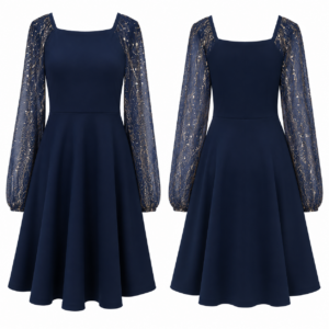 Navy and Gold Contrast Dress