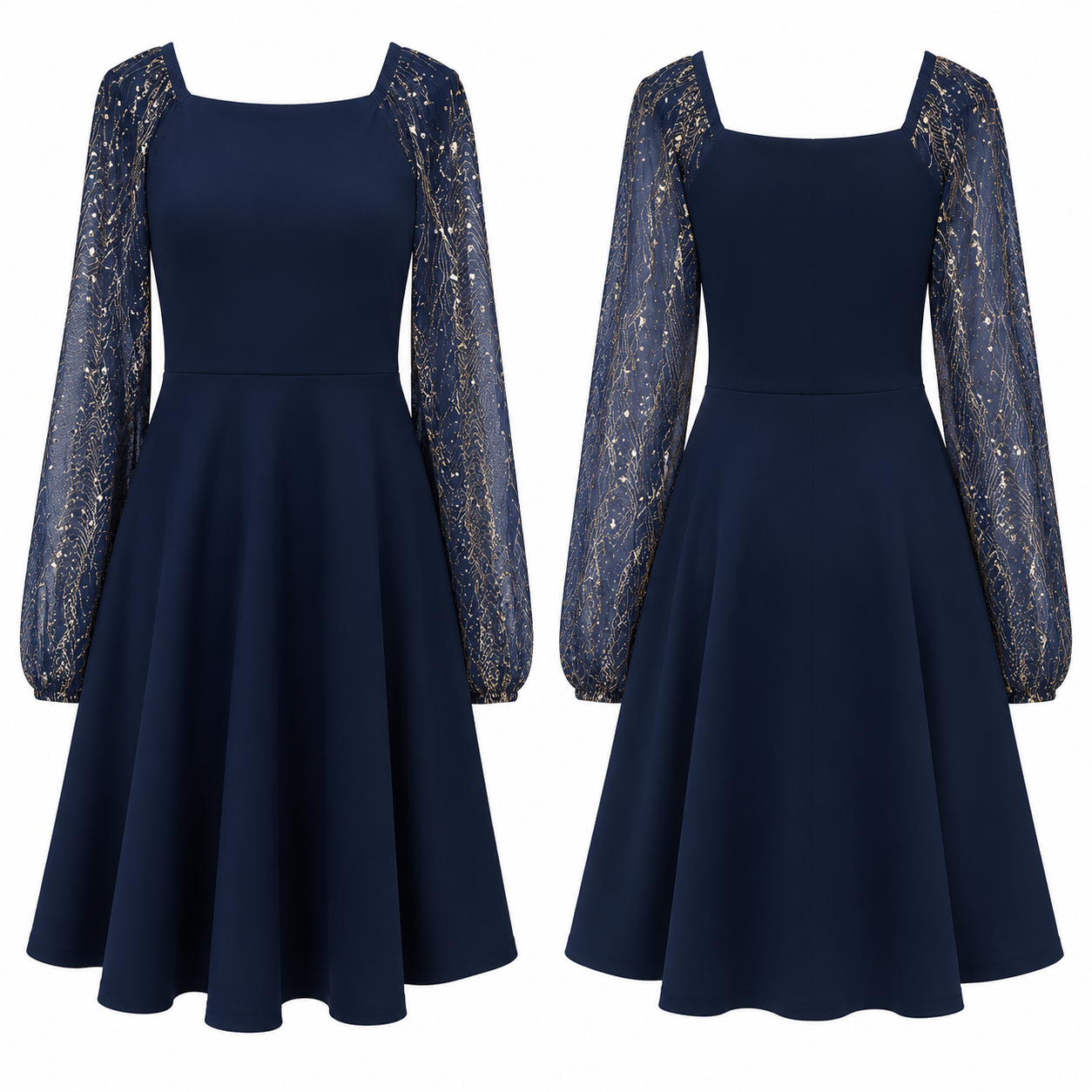 Navy and Gold Contrast Dress