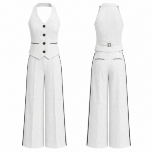 White and Black Coordinated Clothing Set