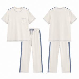 White and Blue Coordinated Clothing Set