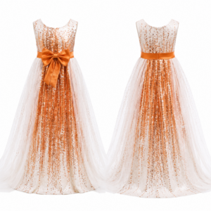White and Orange Contrast Dress