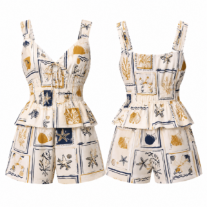 Gold and Navy Coordinated Clothing Set