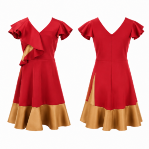Gold and Red Contrast Dress