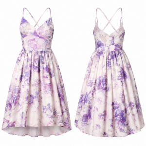 White and Purple Contrast Dress