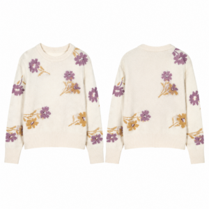 Gold and Purple Contrast Knit Sweater