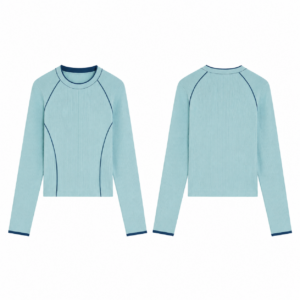 Turquoise and Navy Contrast Knit Sweater