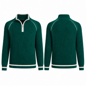 Emerald and White Contrast Knit Sweater